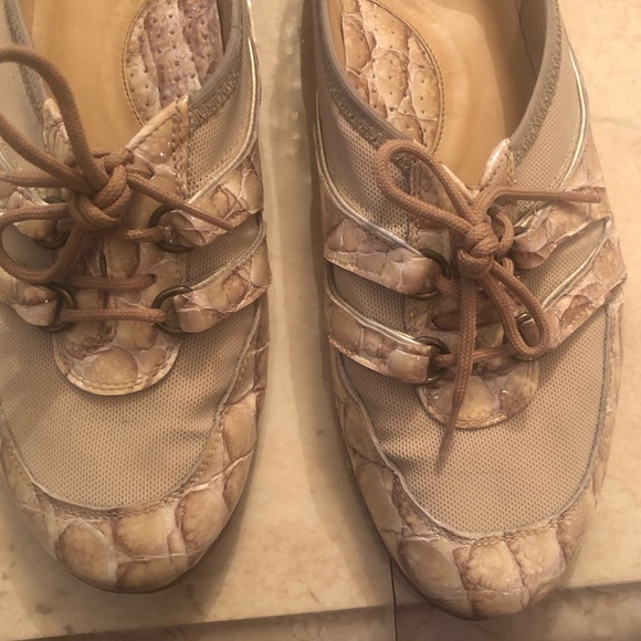 Sesto Meucci tan crocodile patent/canvas loafer - Picture 5 of 10